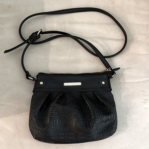 Juicy Couture Black Logo Embossed Crossbody Shoulder Bag Purse Y2K